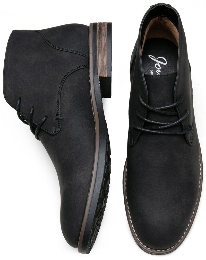 Jousen Men's Chukka Boots Lace Up Desert Ankle Boots Classic Causal Dress Boots for Men(AMY656A Black 10.5) - Image 3